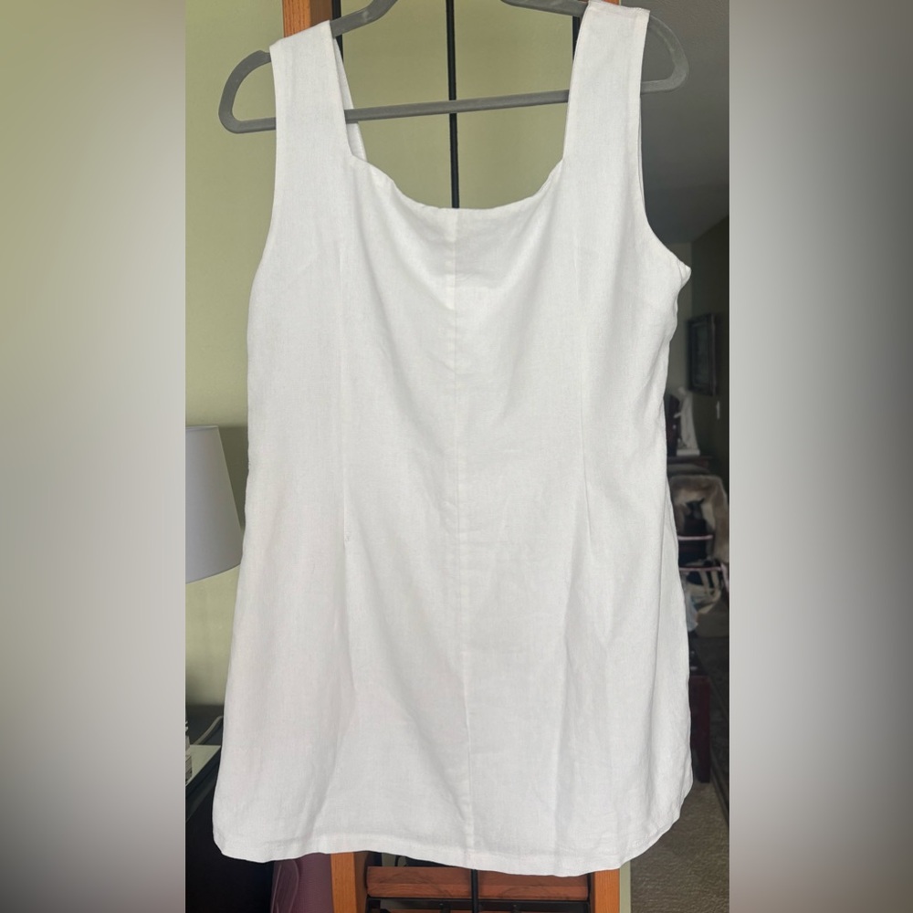 Billy J White Linen Mini Dress with Pockets Size 18 - Picture 5 of 5